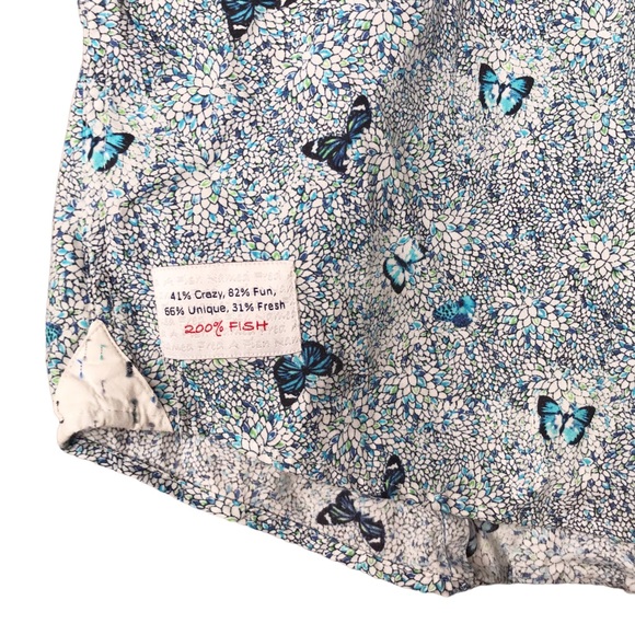 A Fish Named Fred Shirt Short Sleeve Button Up Butterfly Floral Cotton Men's XXL - Picture 6 of 13